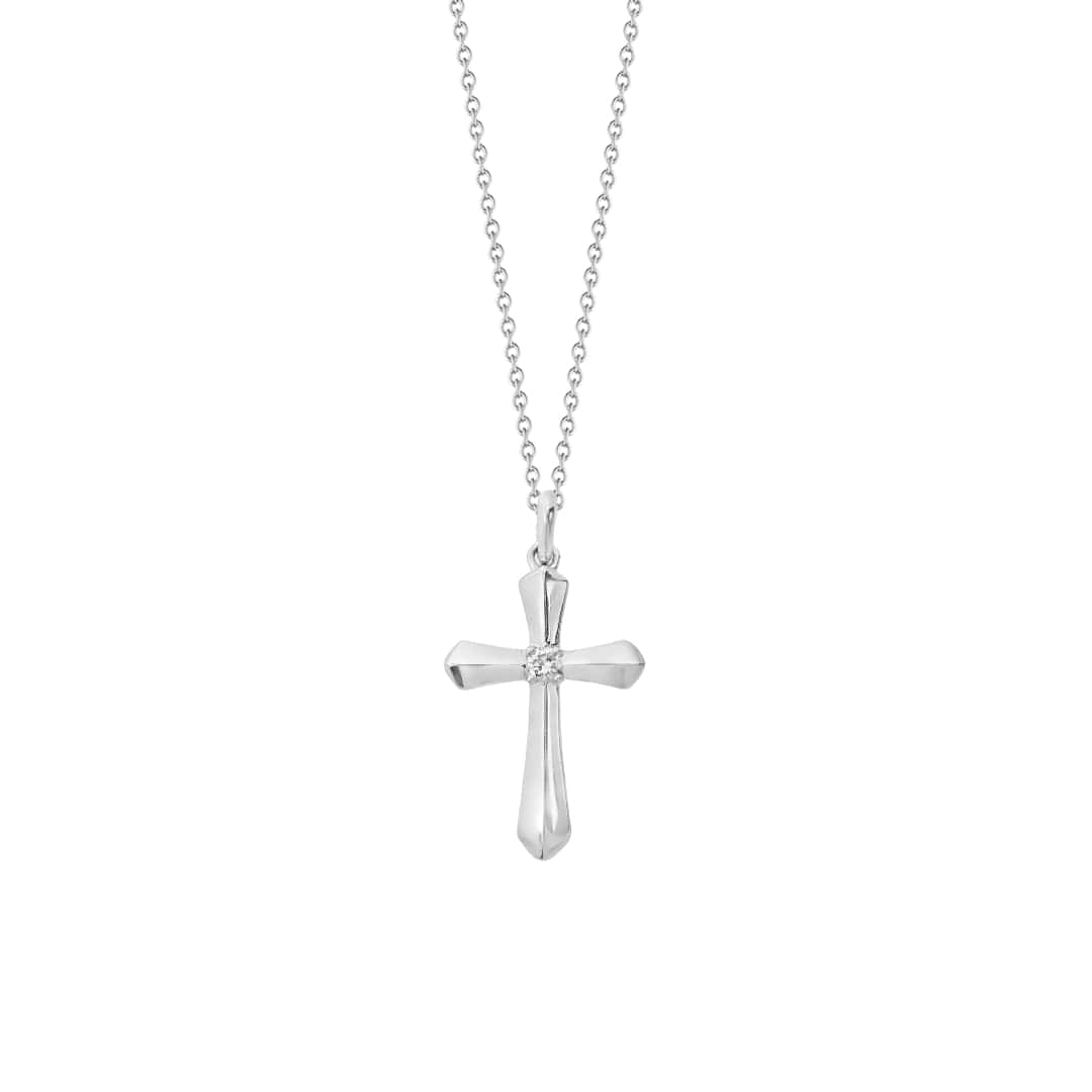 Single Stone Diamond Cross Necklace