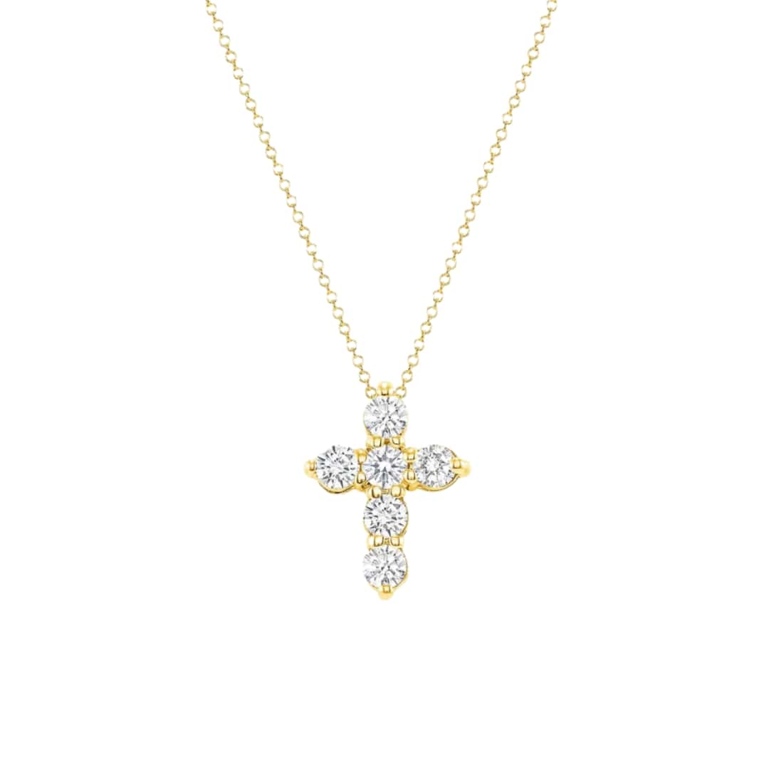 6 Stone Diamond Cross Necklace