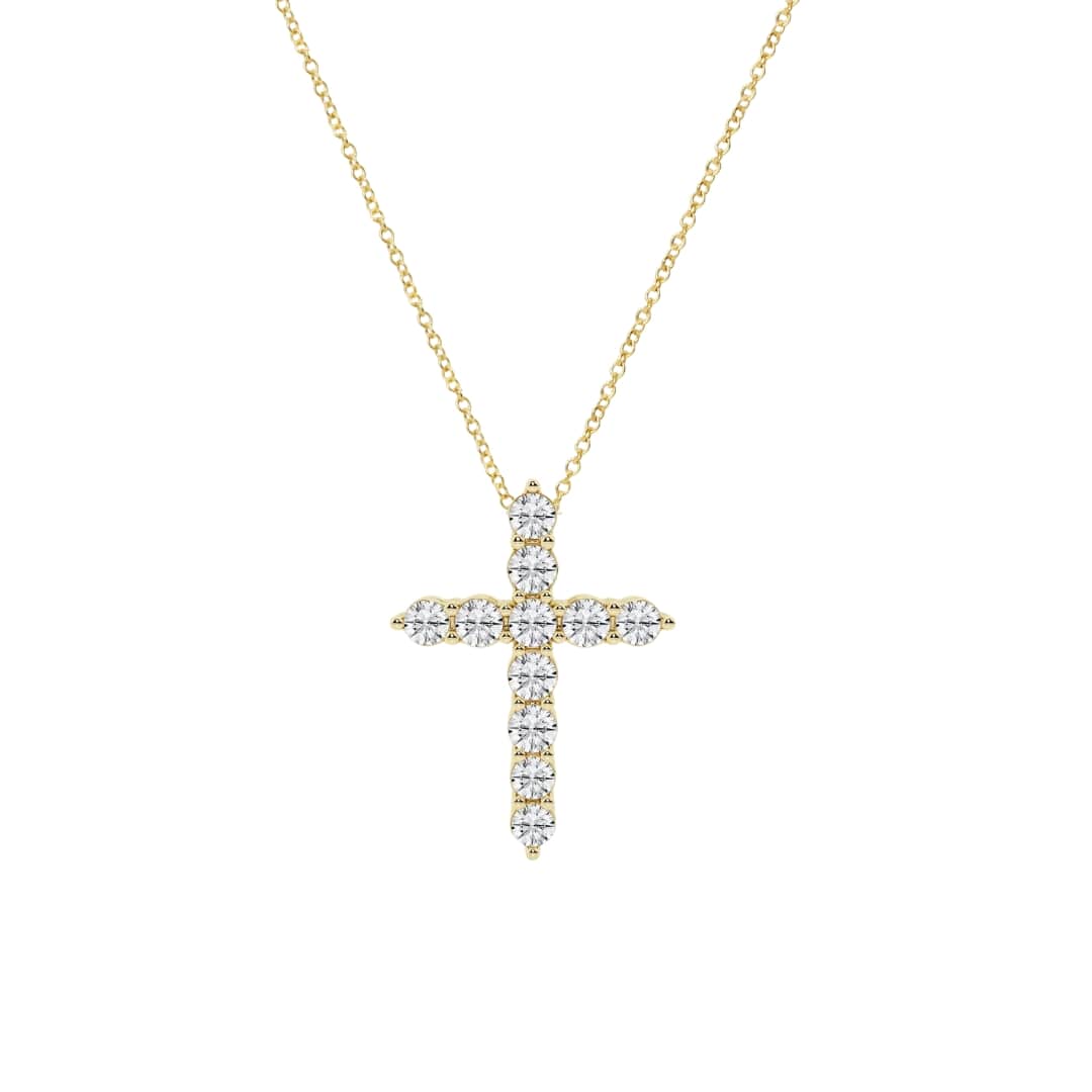 Round Diamond Cross Necklace