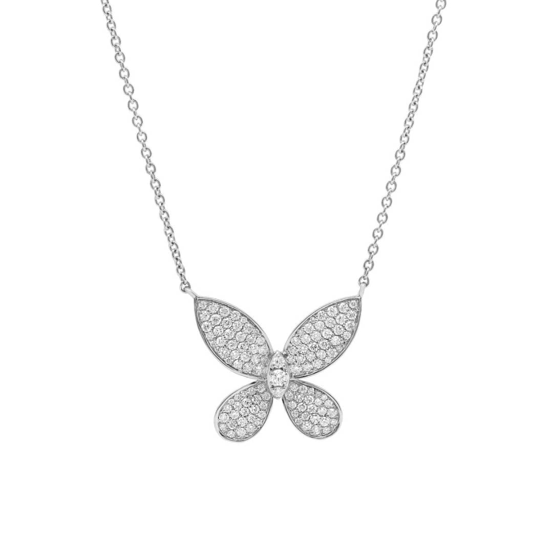 Pave Diamond Butterfly Necklace