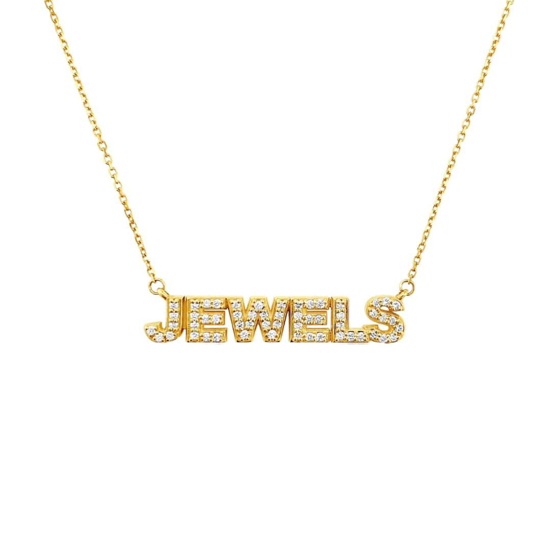 Diamond Block Name Necklace