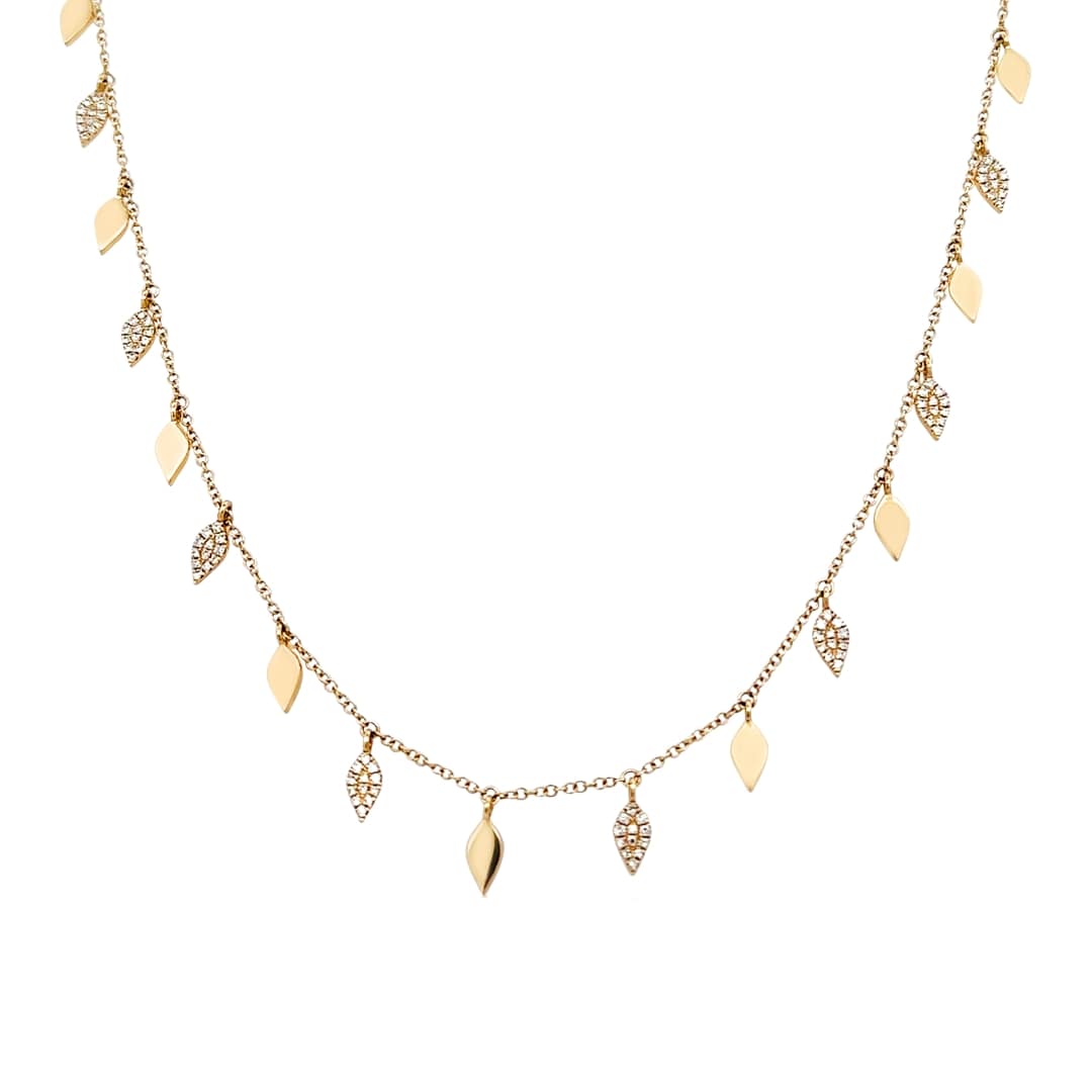 Dangling Diamond Leaf Necklace