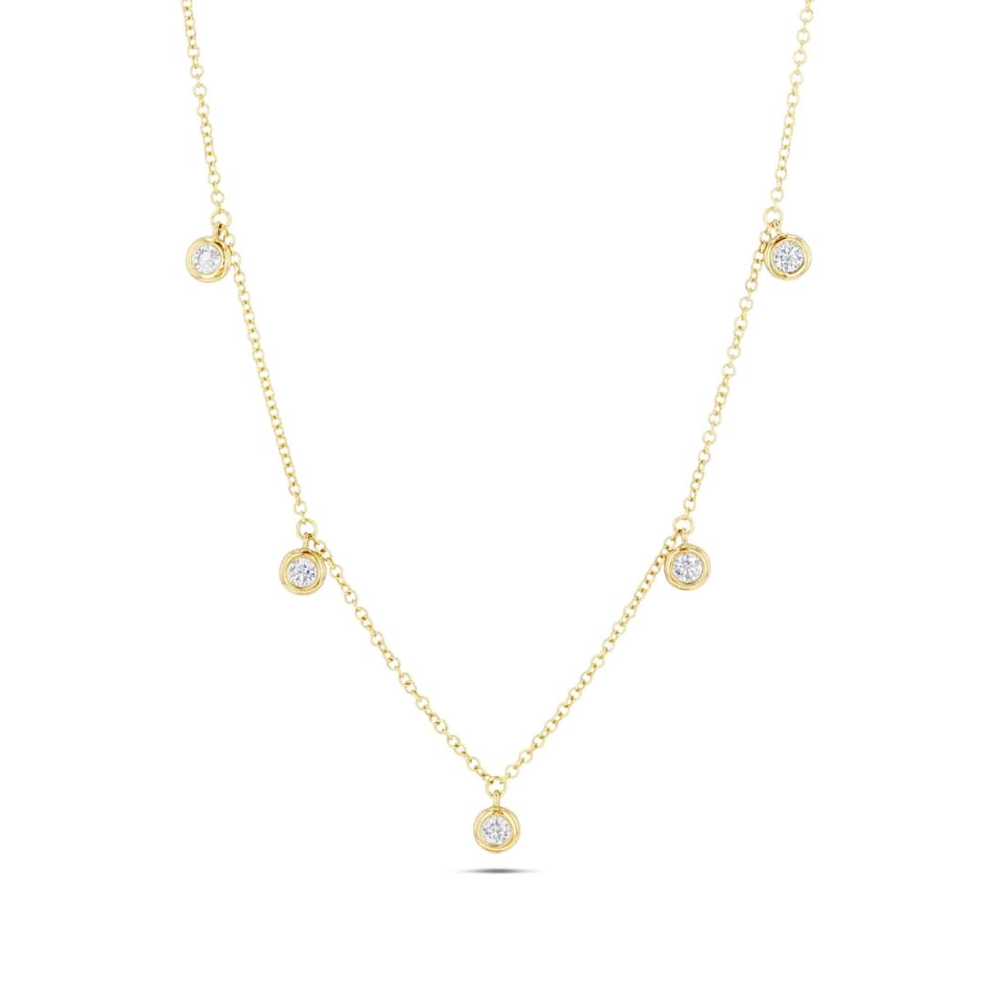 5 Stone Bezel Diamond Necklace