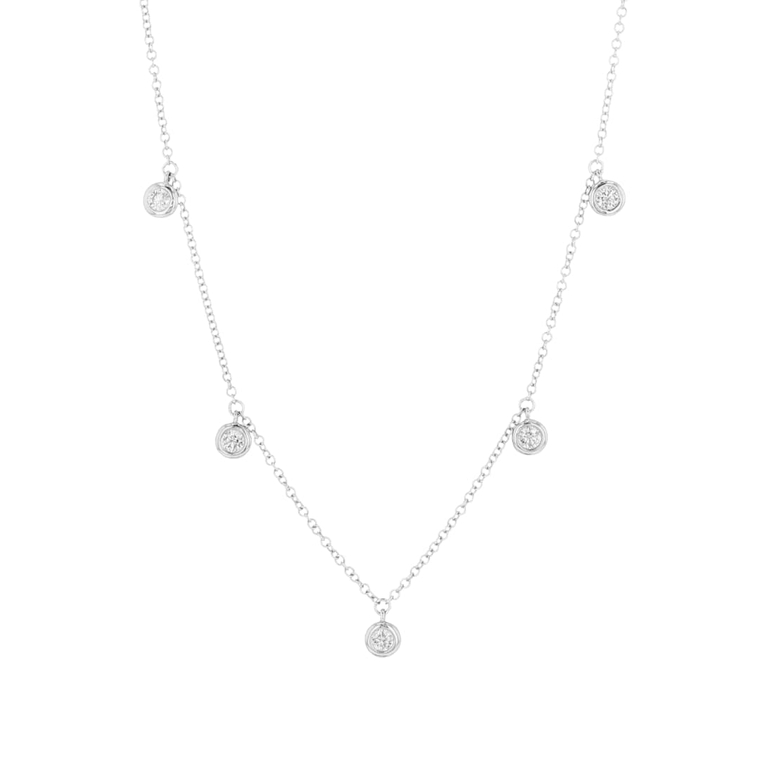 5 Stone Bezel Diamond Necklace