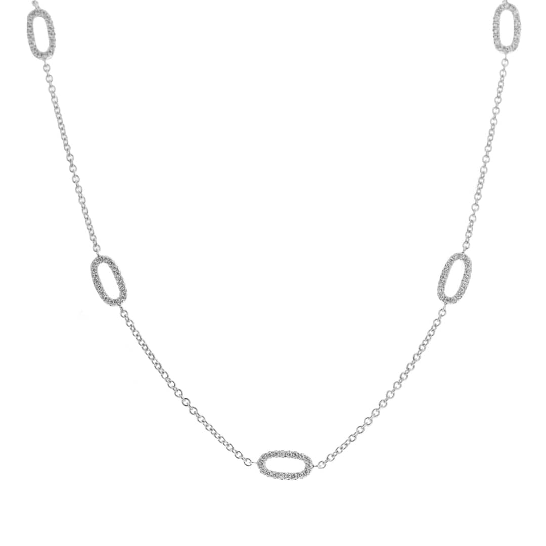 Pave Oval Diamond Station Necklace