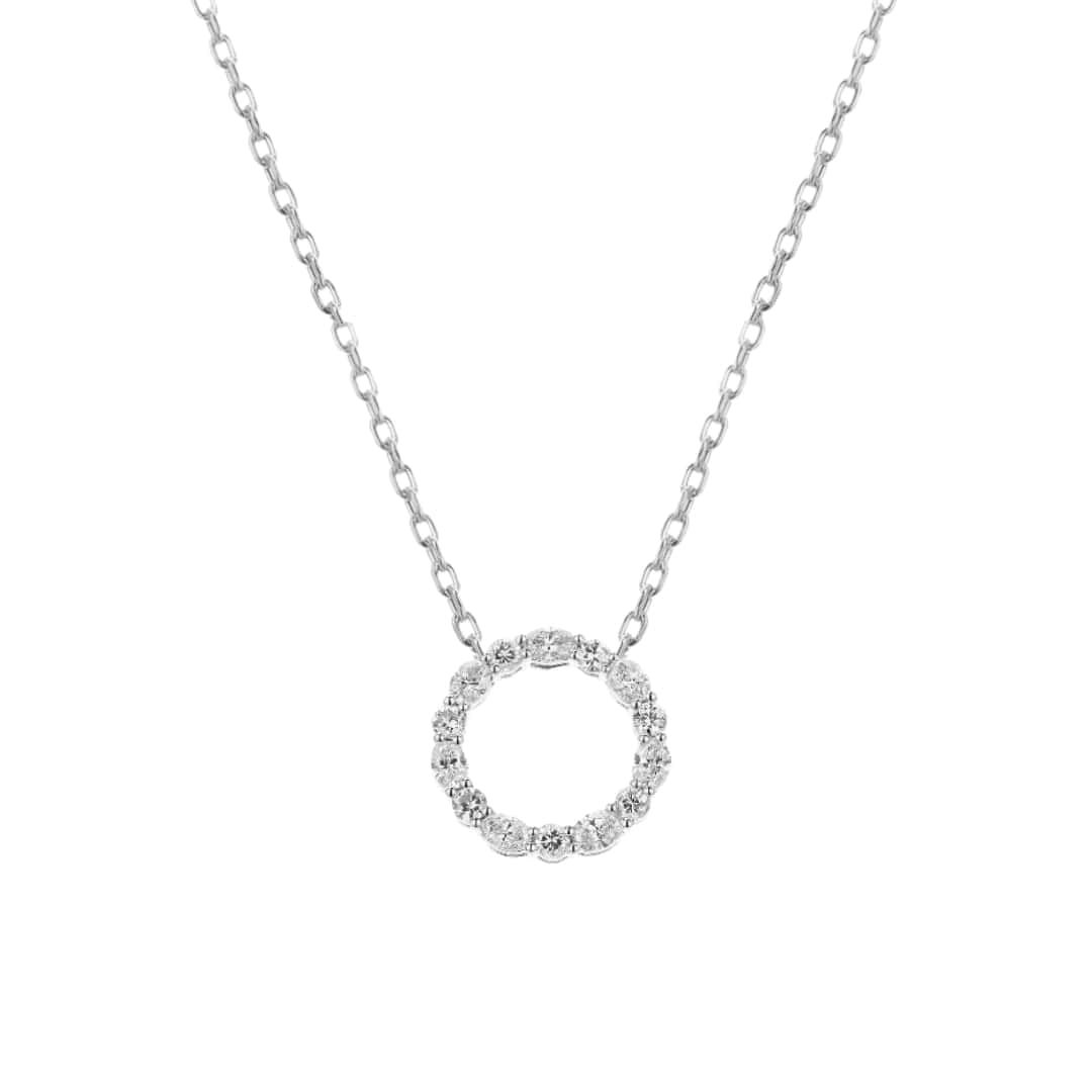 Open Oval and Round Diamond Necklace