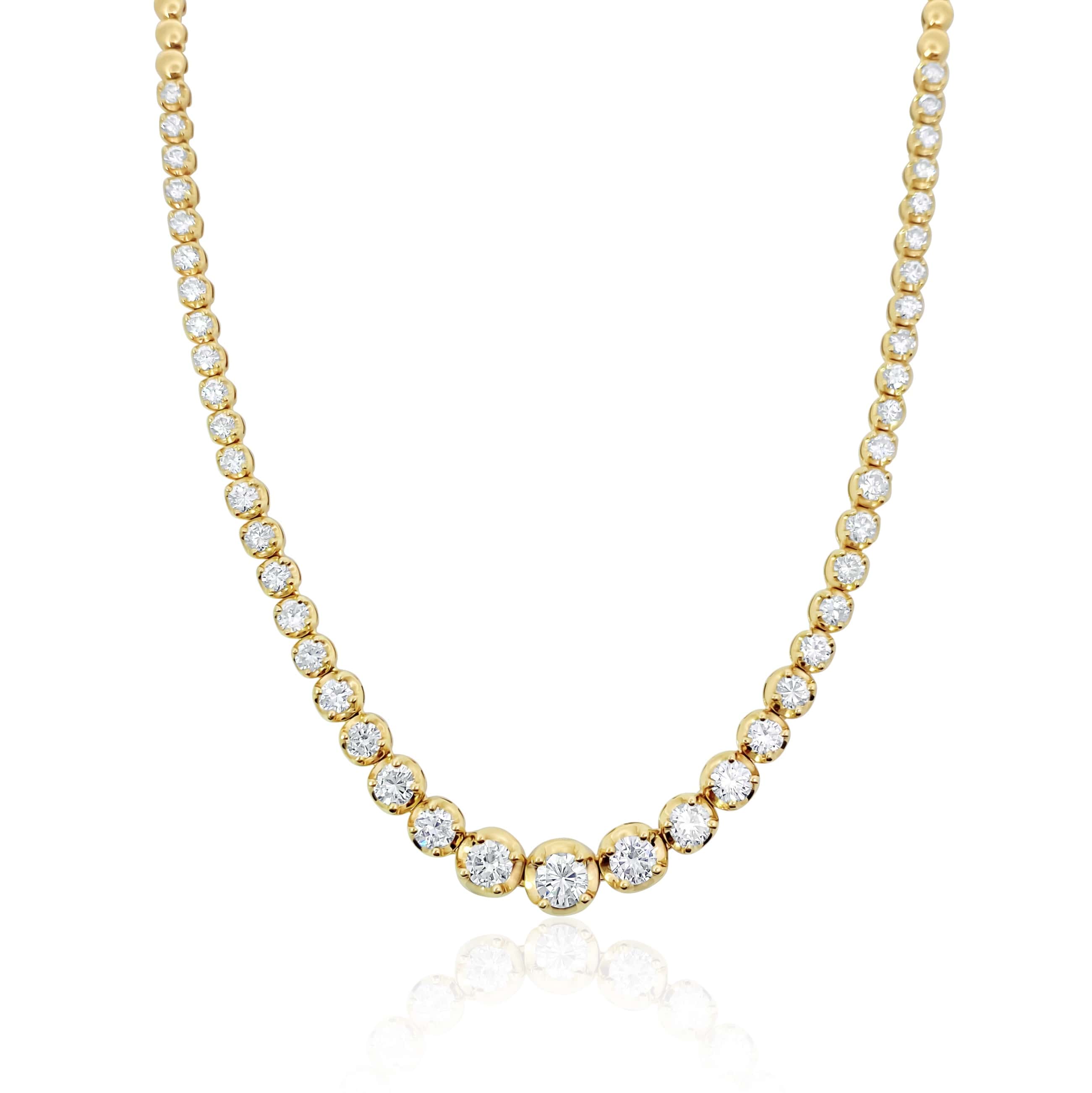 Halfway Diamond and Bead Tennis Necklace