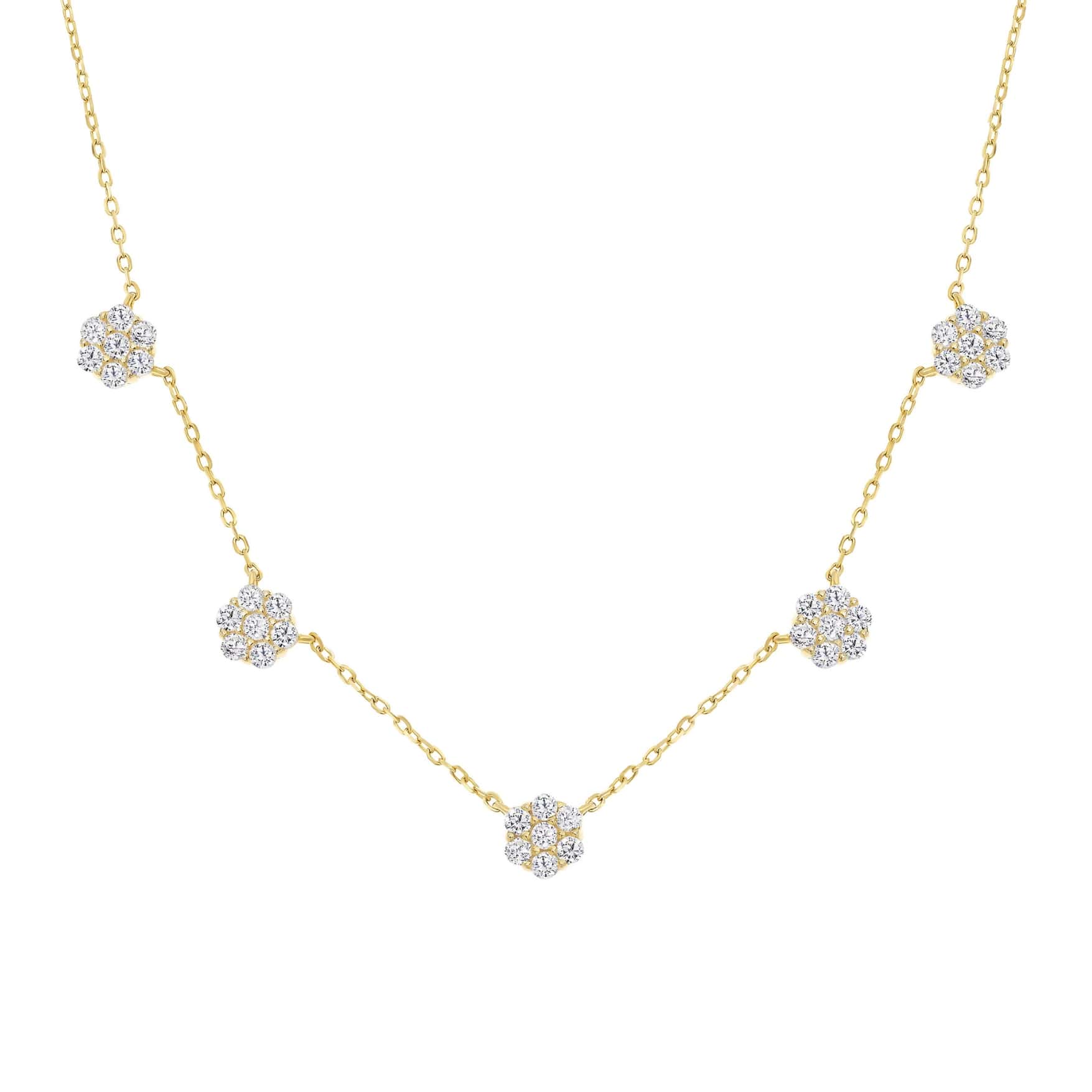 Diamond Flower Station Necklace