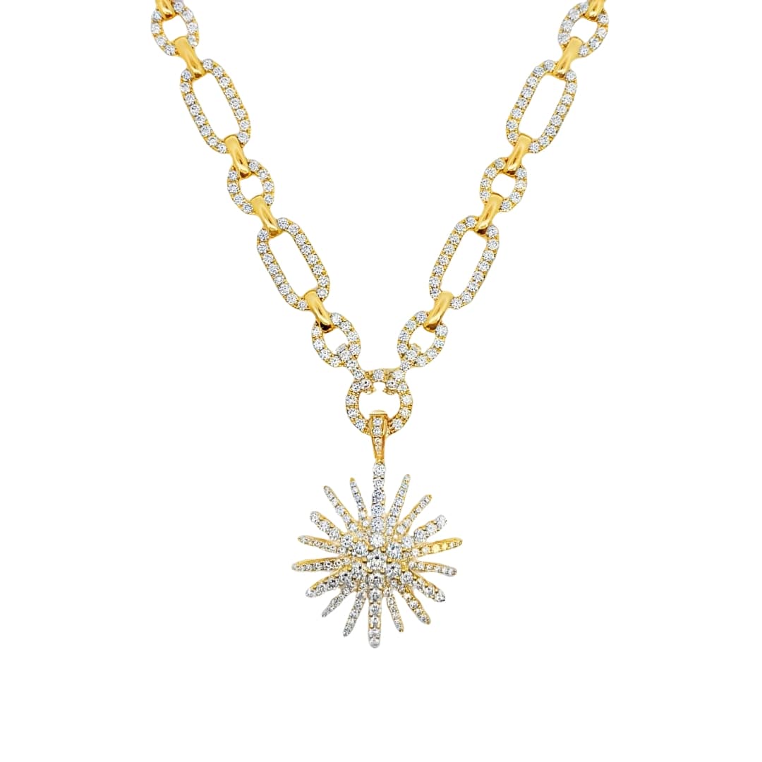 Pave Diamond Starburst Statement Necklace