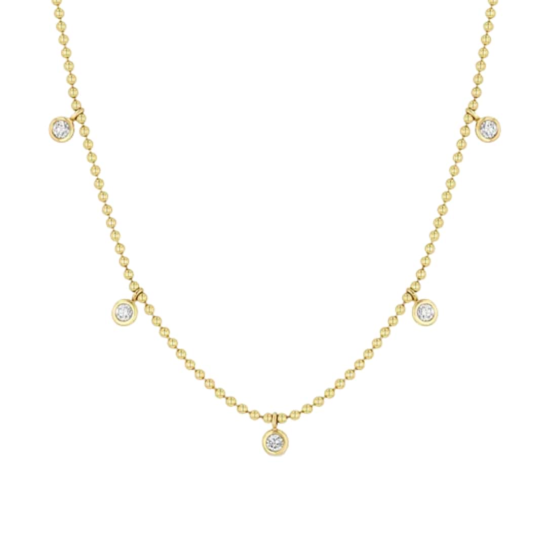 Diamond Bezel and Bead Necklace