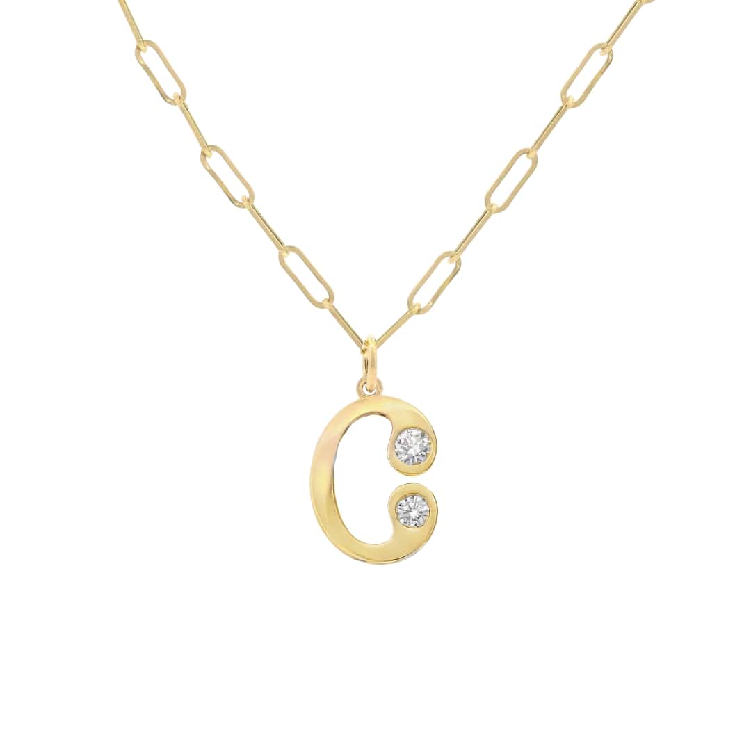 Diamond Bubble Initial Necklace