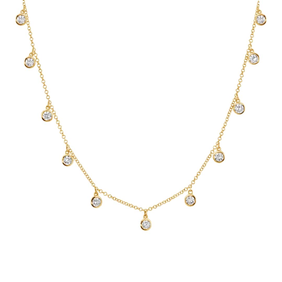 13 Stone Diamond Bezel Necklace