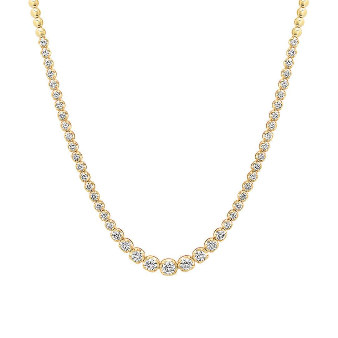 Graduated Diamond and Bead Tennis Necklace