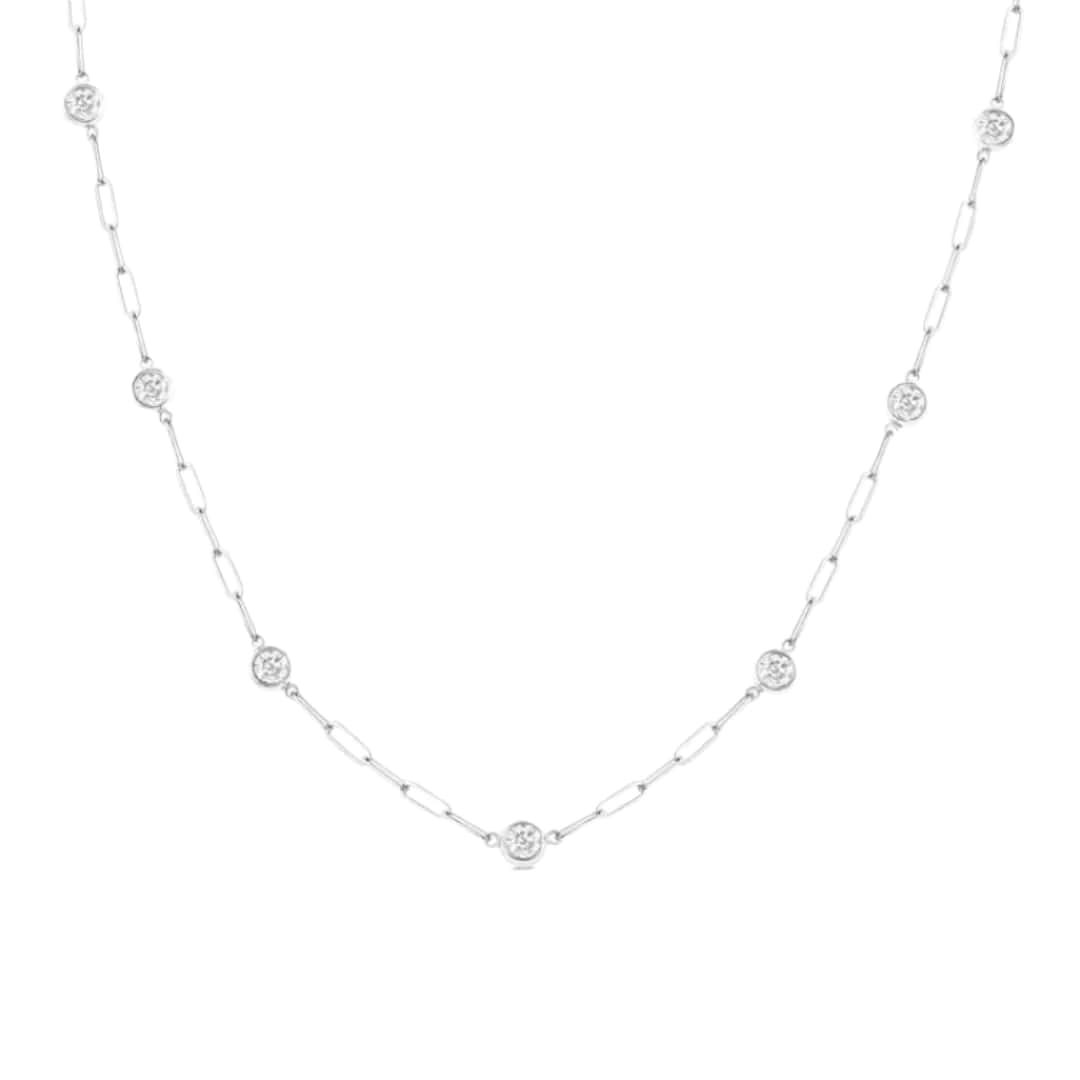 Bezel Diamond Paperclip Necklace