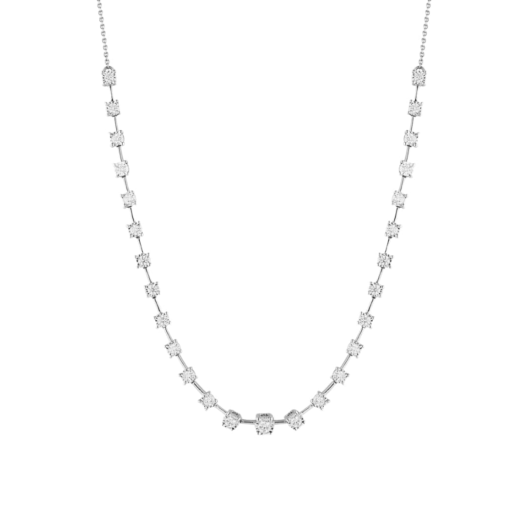 Graduated Diamond Station Tennis Necklace