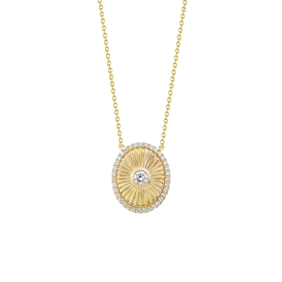Oval Fluted Diamond Necklace