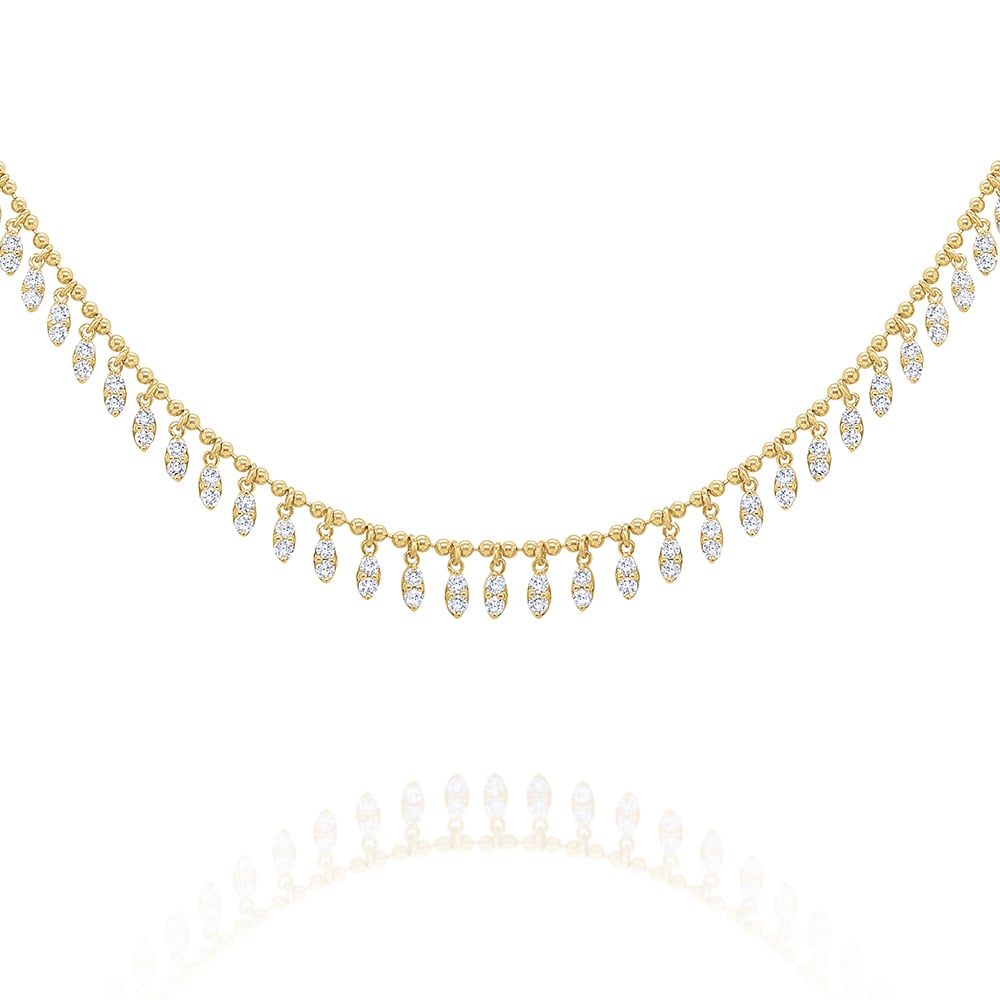 Marquise Fringe Beaded Diamond Necklace