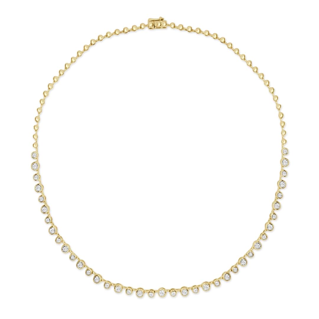 Bezel Set Diamond Station Tennis Necklace