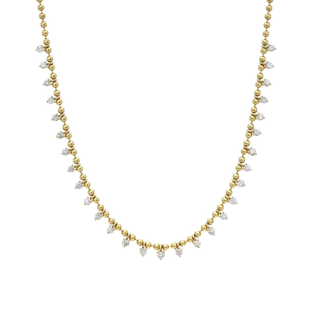 Round Diamond Fringe Beaded Necklace