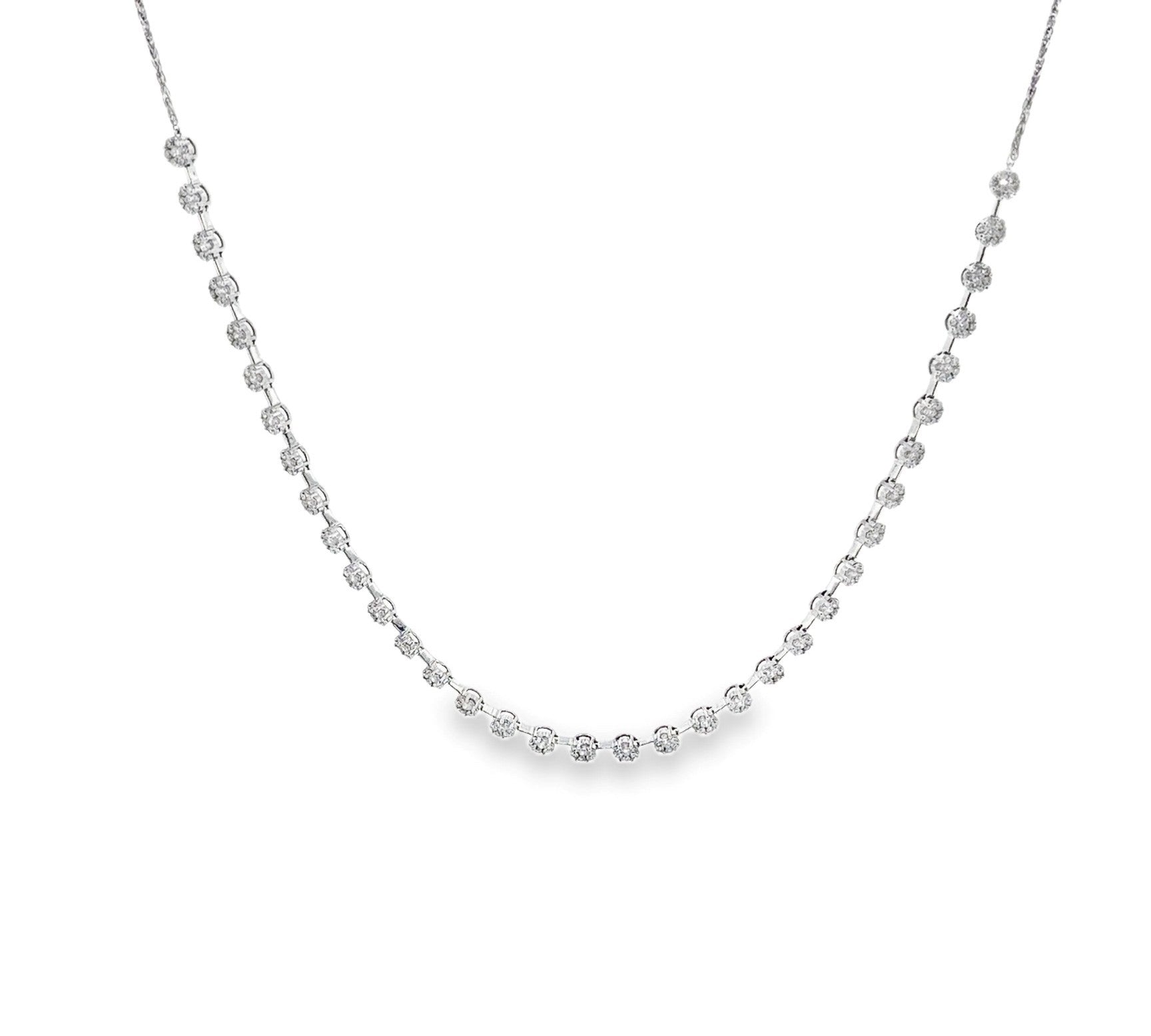 Diamond Cluster Bolo Tennis Necklace