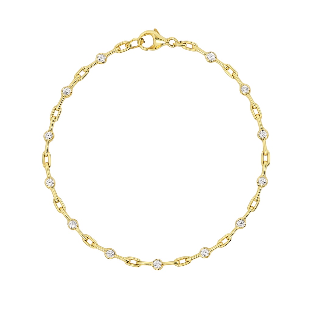 Diamond Station Paperclip Bracelet