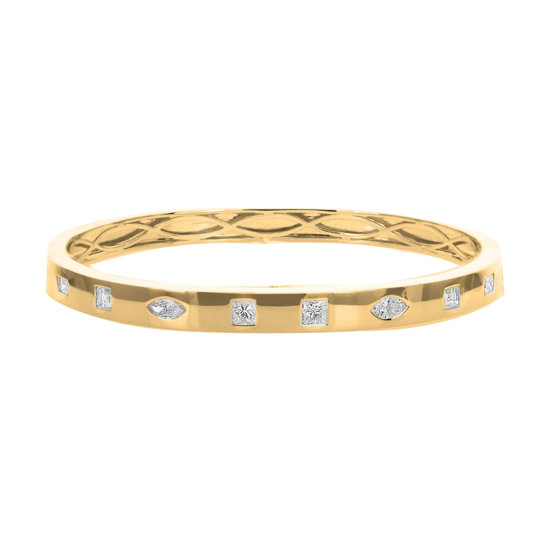 Fancy Shape Diamond Inlay Bangle