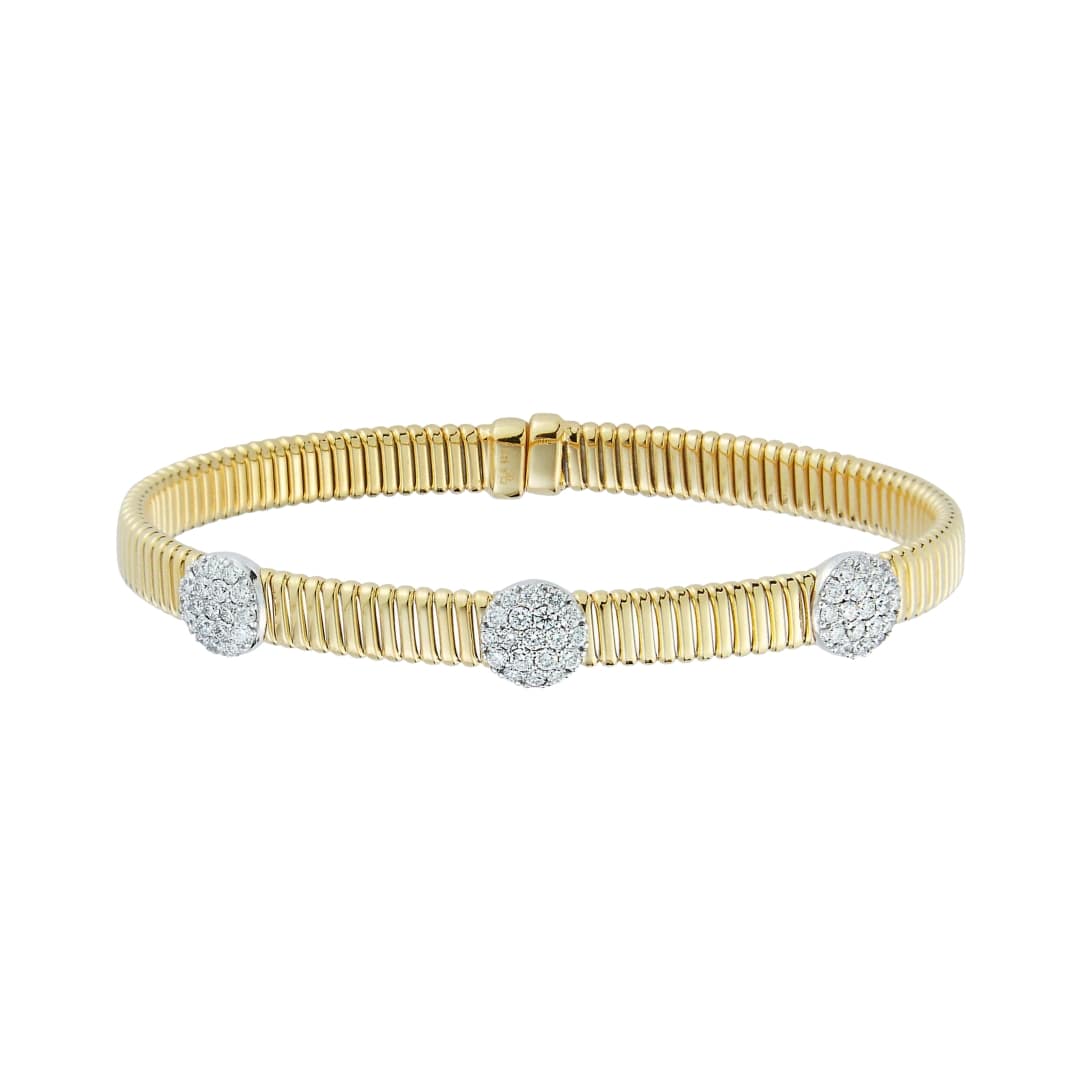 Textured Pave Diamond Flex Bangle
