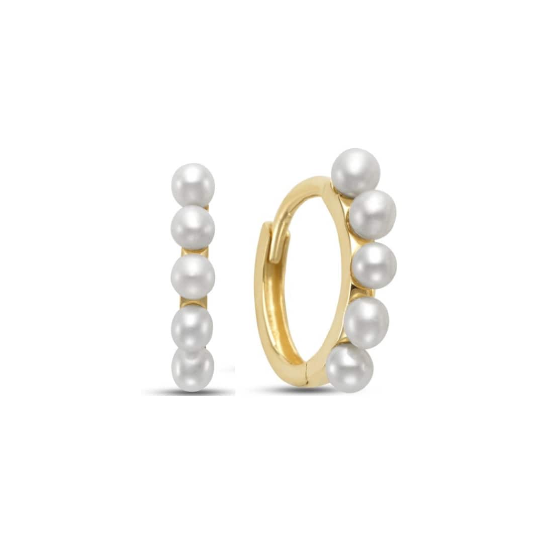 Mini Pearl Huggie Earrings