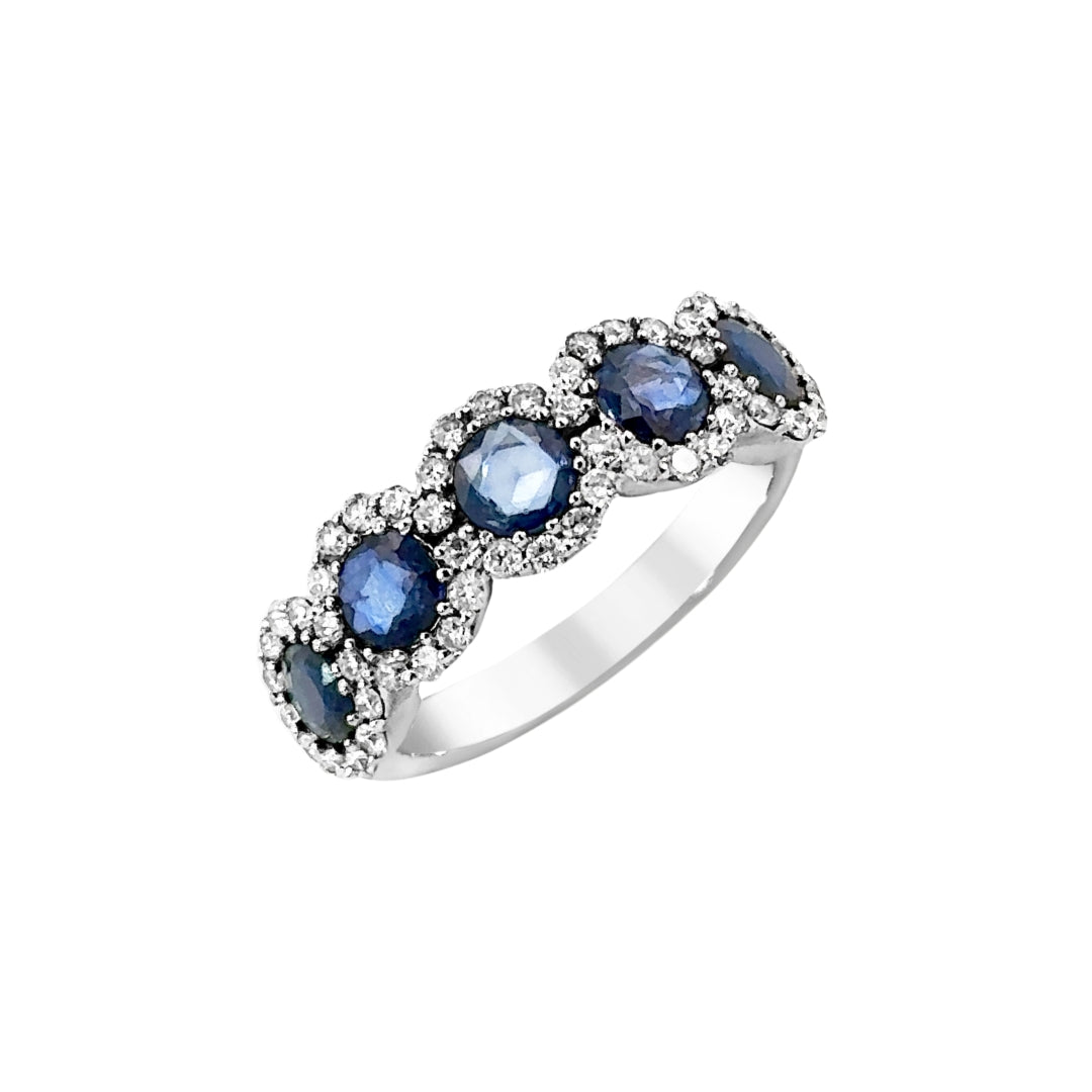 5 Stone Sapphire and Diamond Ring