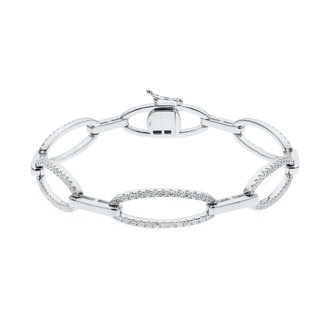 Large Oval Link Diamond Bracelet