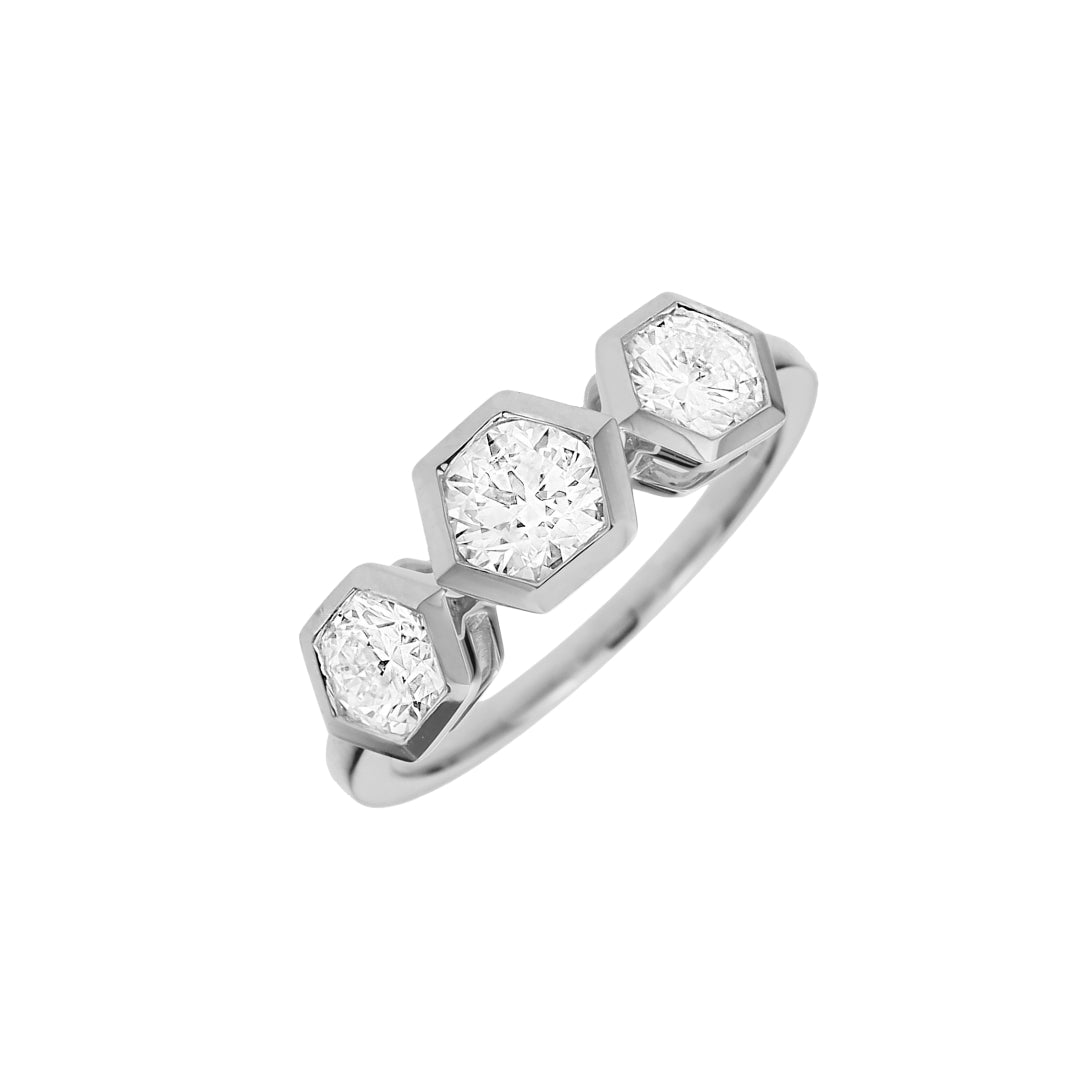 3 Stone Diamond Bezel Ring