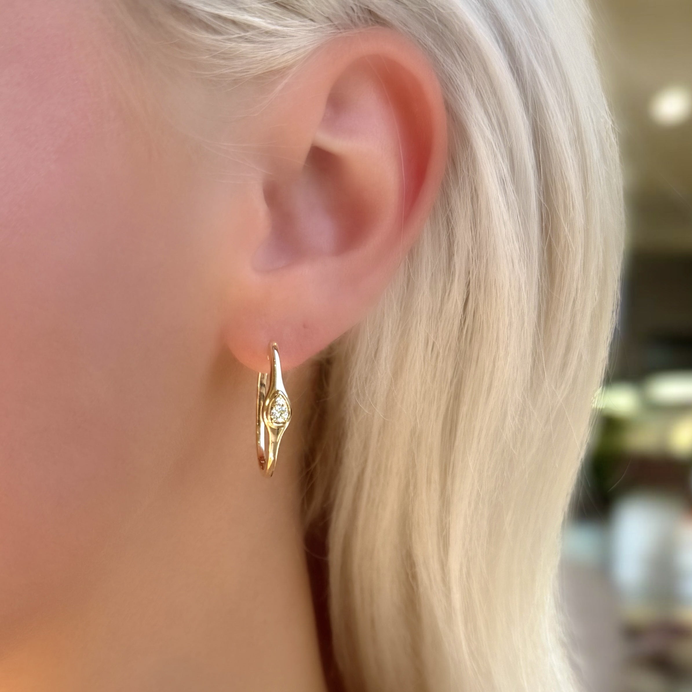 2 Stone Bezel Set Diamond Hoops