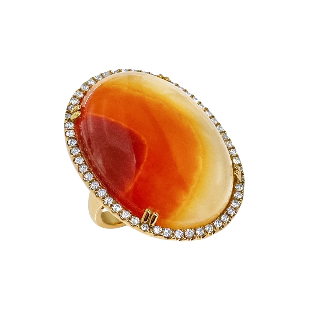 Carnelian and Diamond Statement Ring