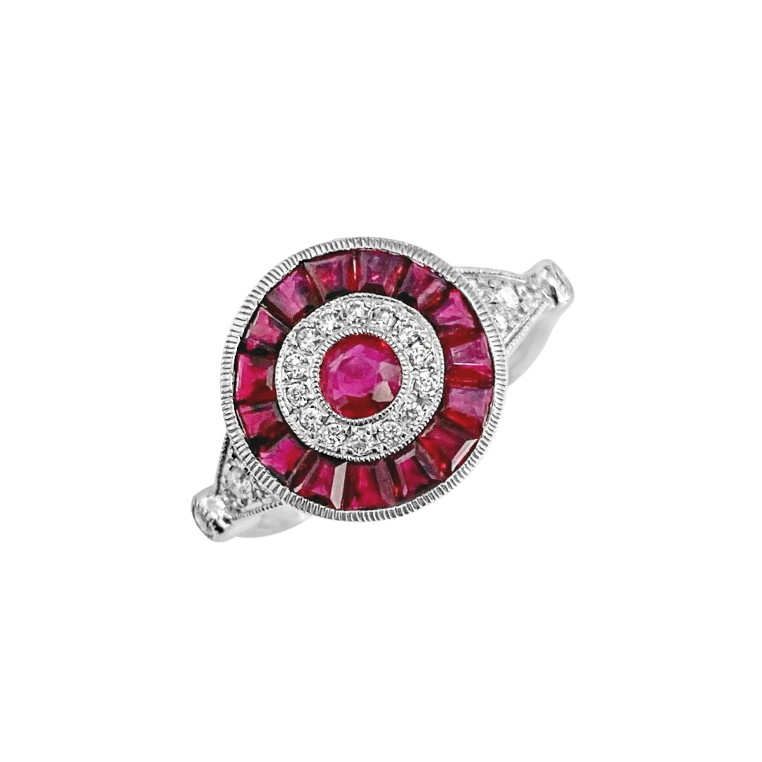 Ruby and Diamond Circle Ring