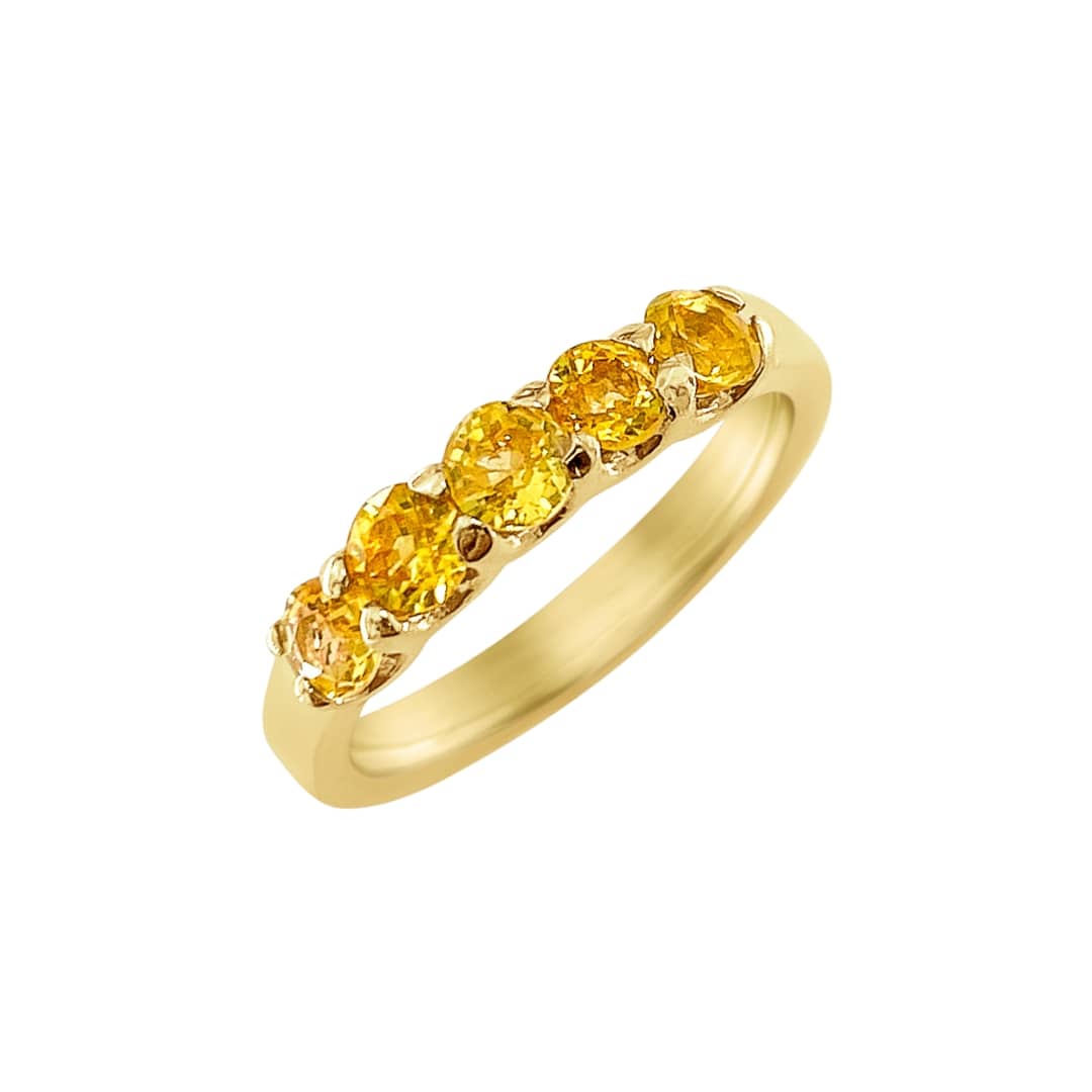 5 Stone Yellow Sapphire Band