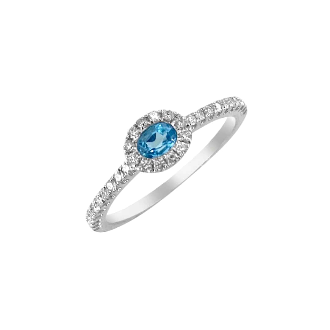 Blue Topaz and Diamond Ring