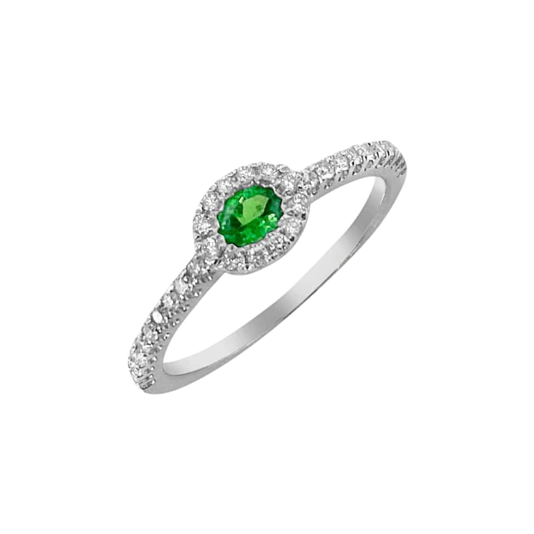 Green Garnet and Diamond Ring