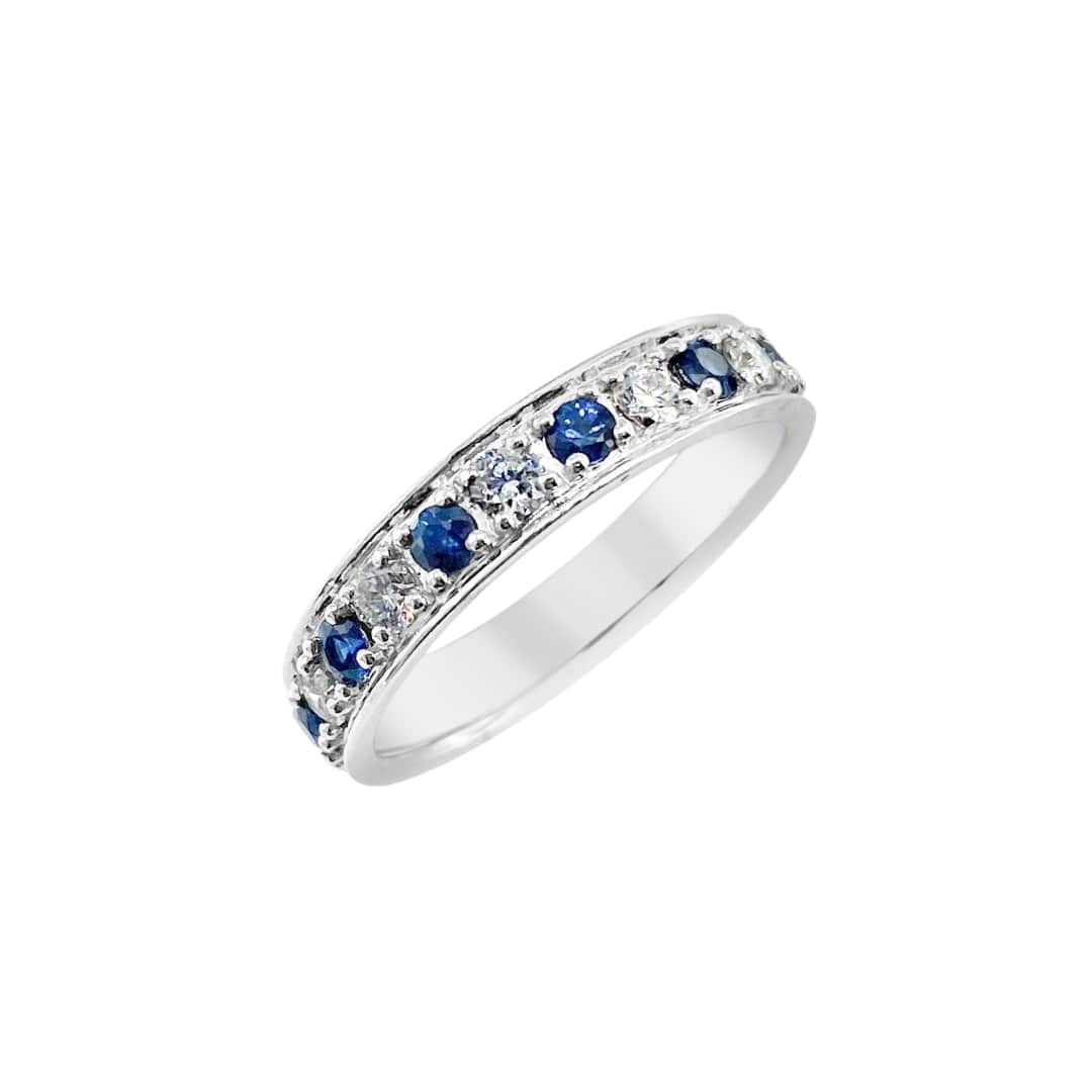 Alternating Sapphire and Diamond Band