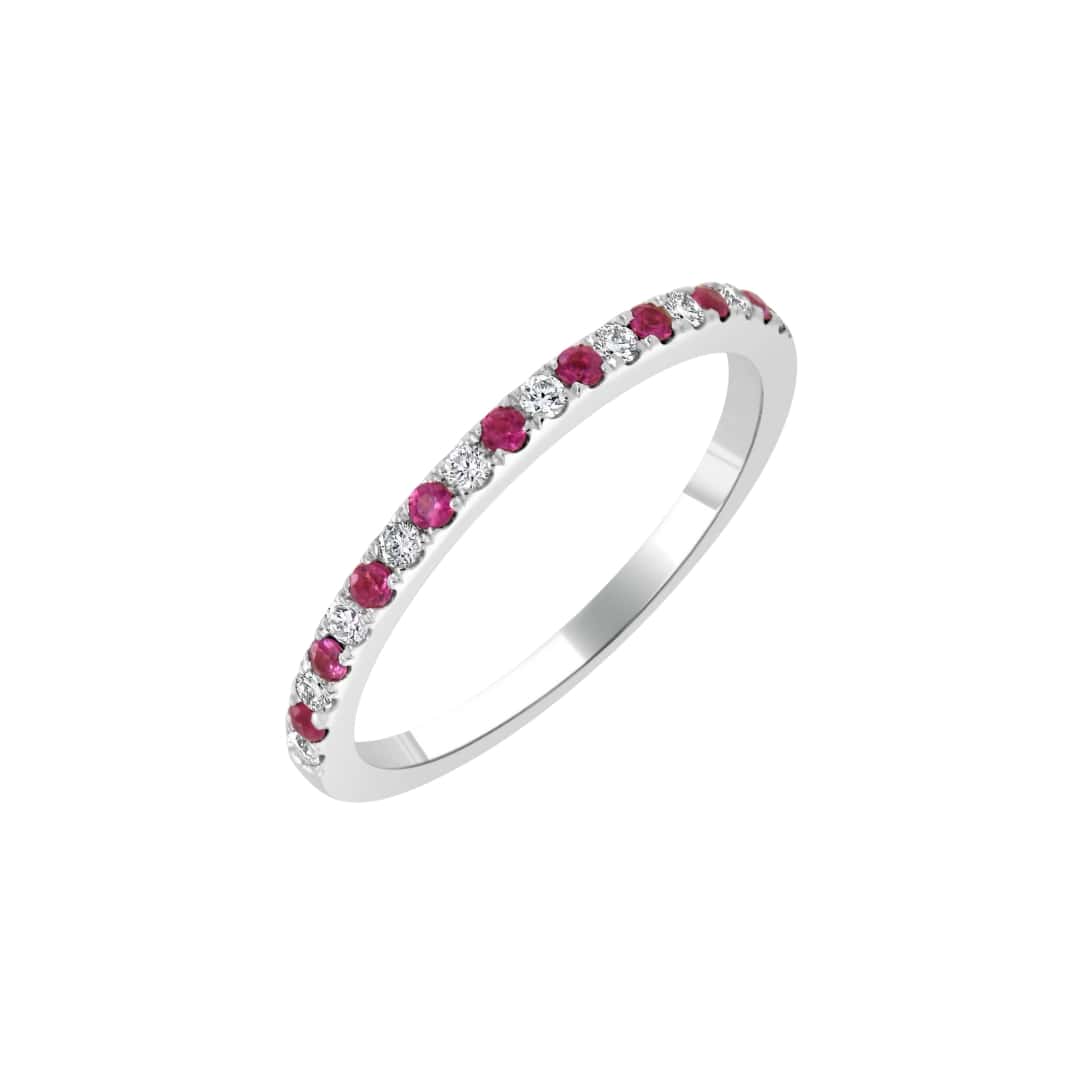 Alternating Ruby and Diamond Band