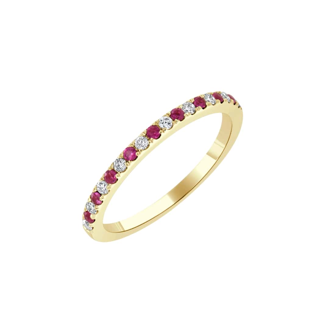 Alternating Ruby and Diamond Band