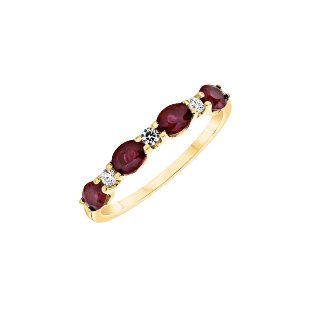 Oval Ruby and Diamond Band