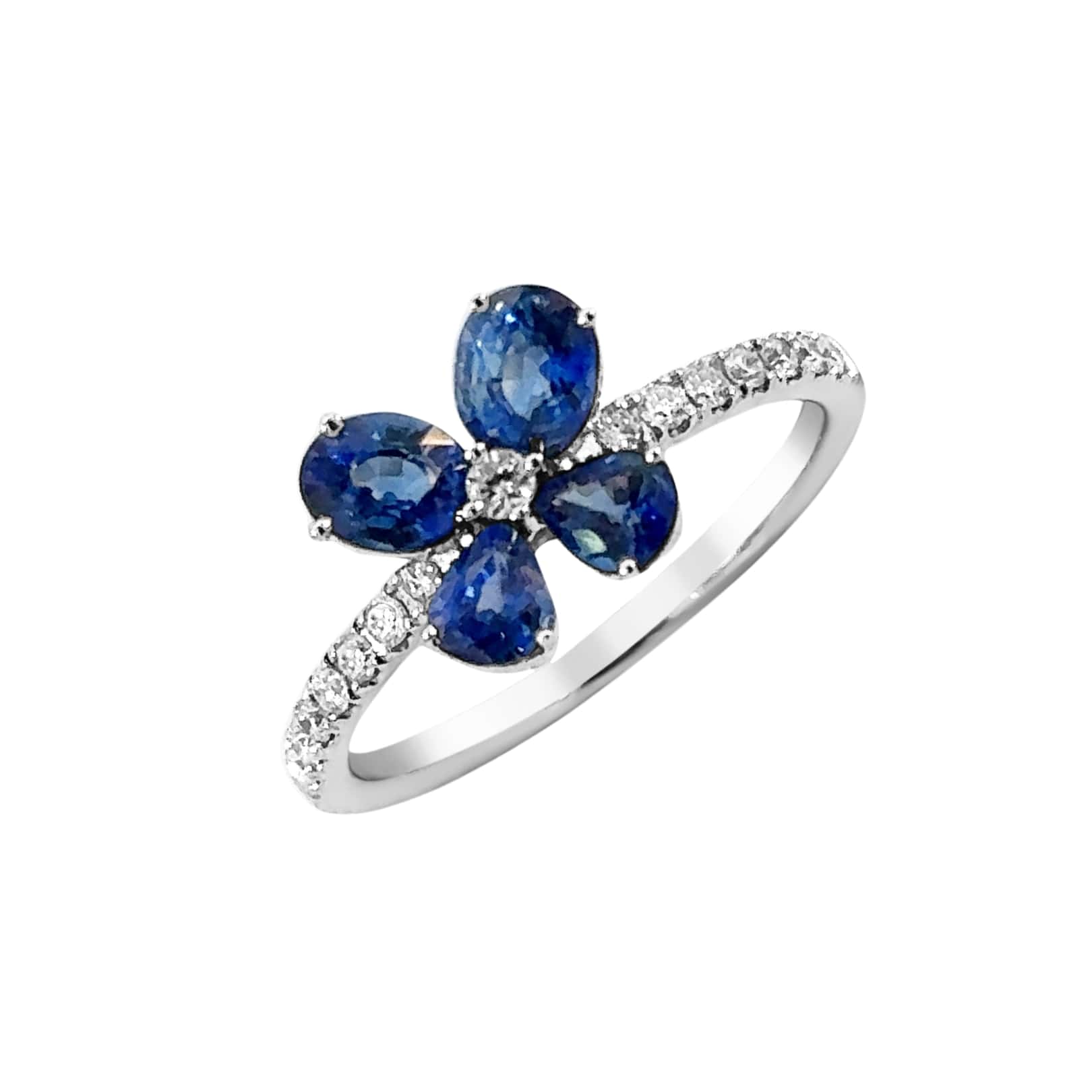 Sapphire and Diamond Flower Ring