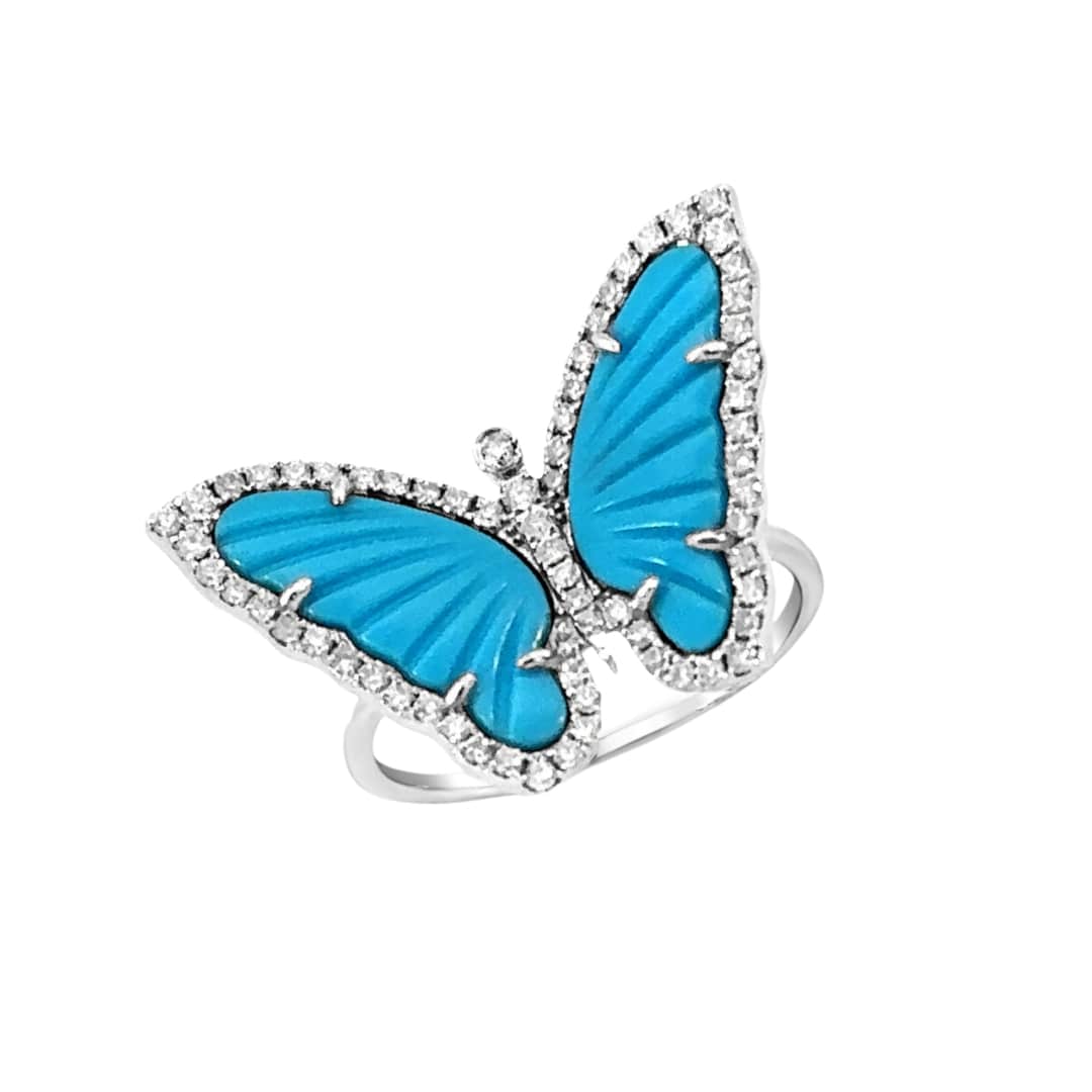 Turquoise and Diamond Butterfly Ring