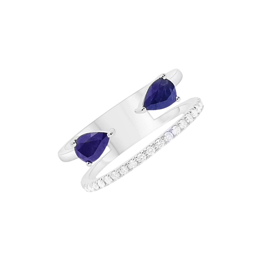 Open Sapphire and Diamond Ring