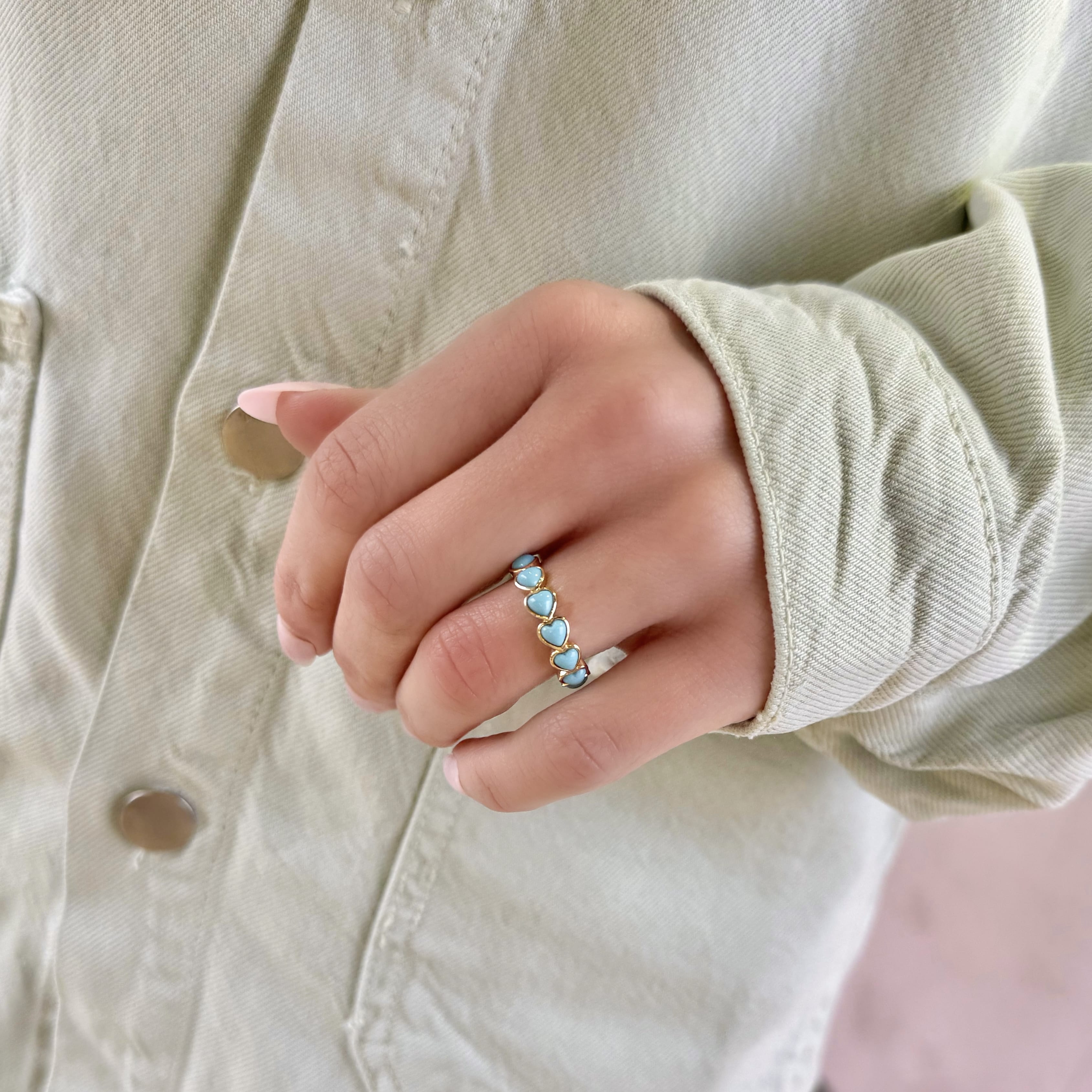 Turquoise Heart Eternity Ring