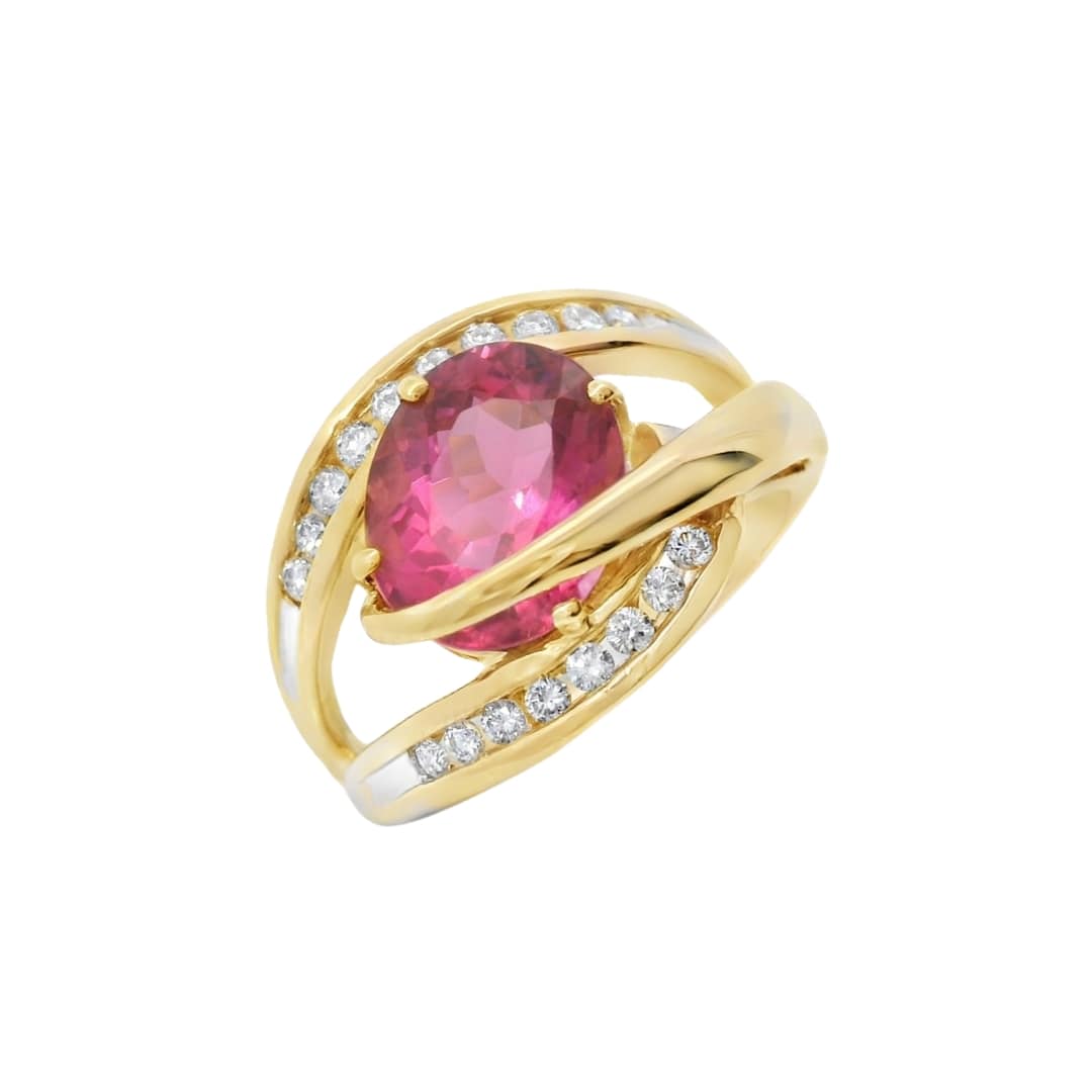 Oval Pink Tourmaline and Diamond Ring