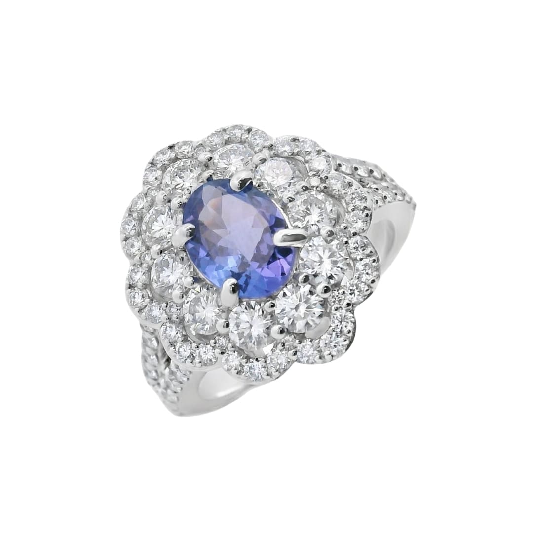 Oval Tanzanite and Diamond Ring