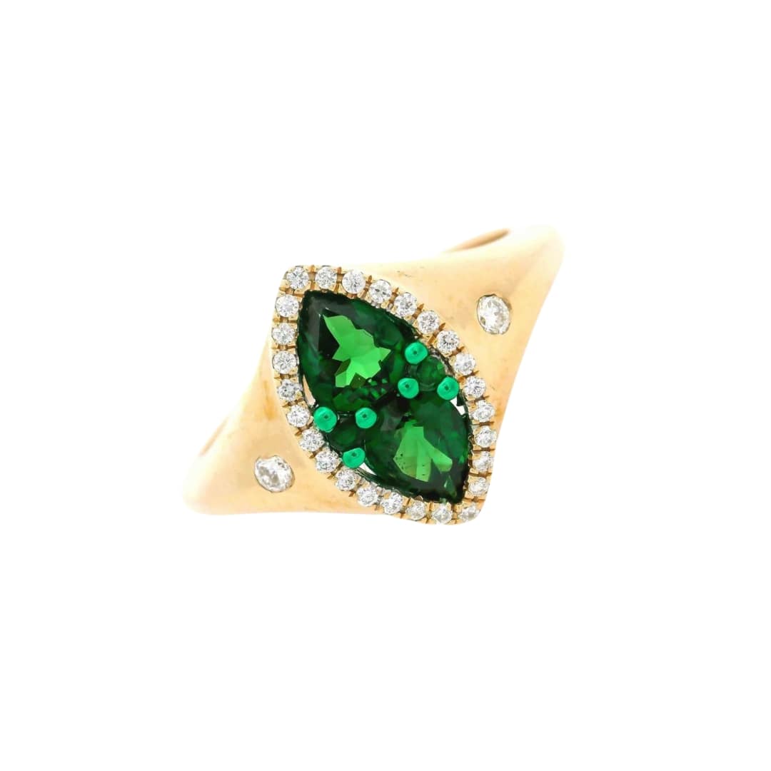 Tsavorite and Diamond Marquise Illusion Ring