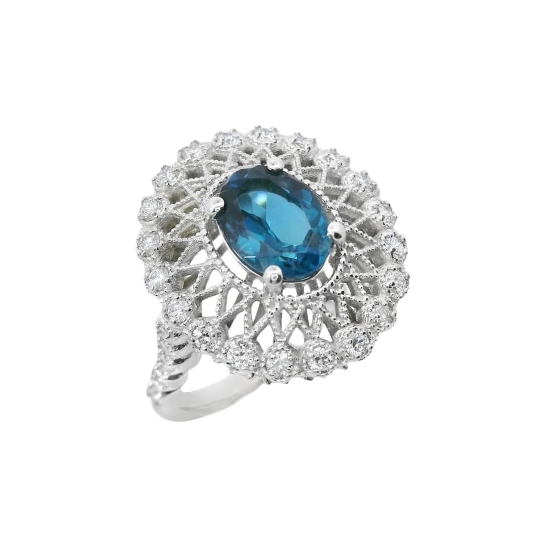 Blue Topaz and Diamond Cocktail Ring