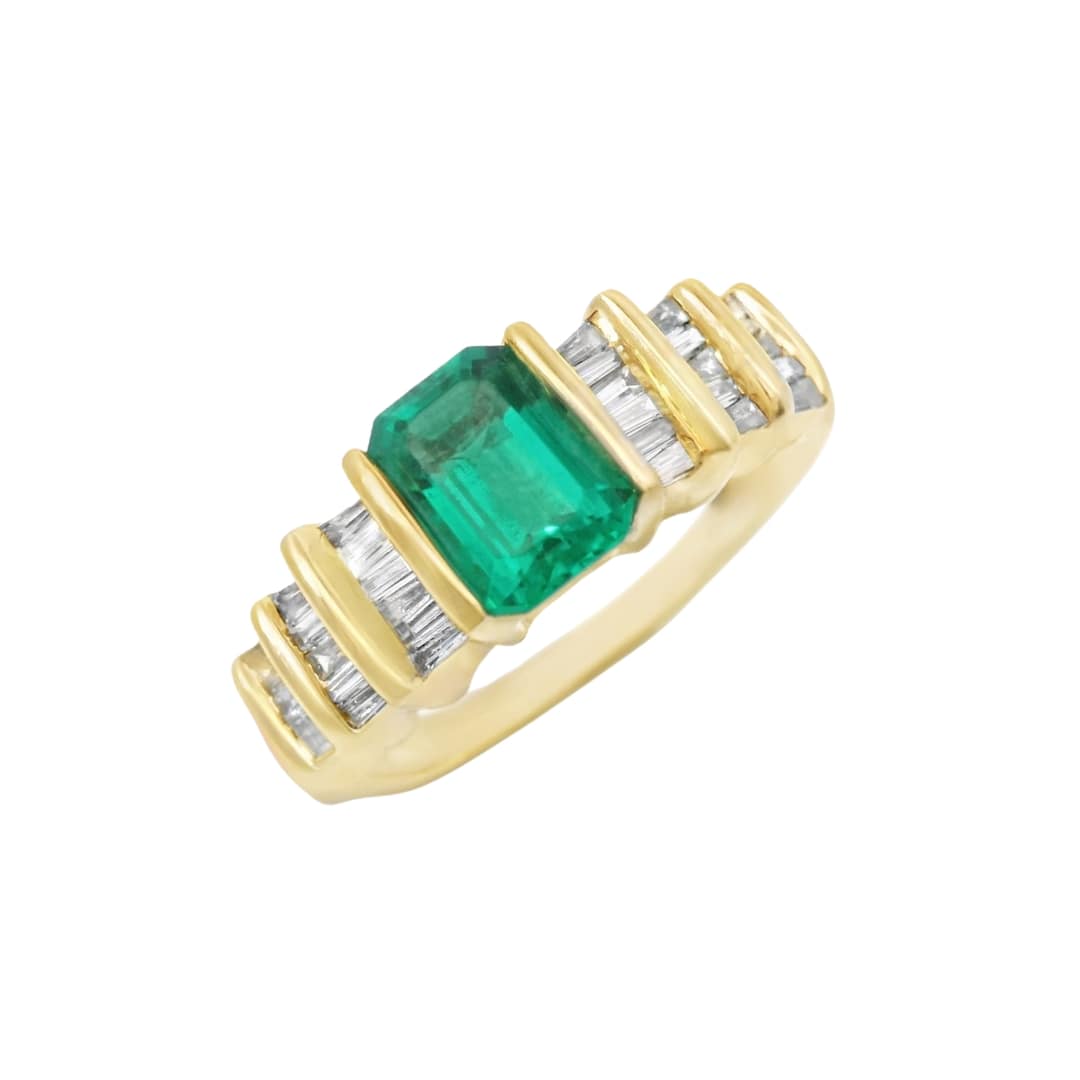 Emerald and Baguette Diamond Ring
